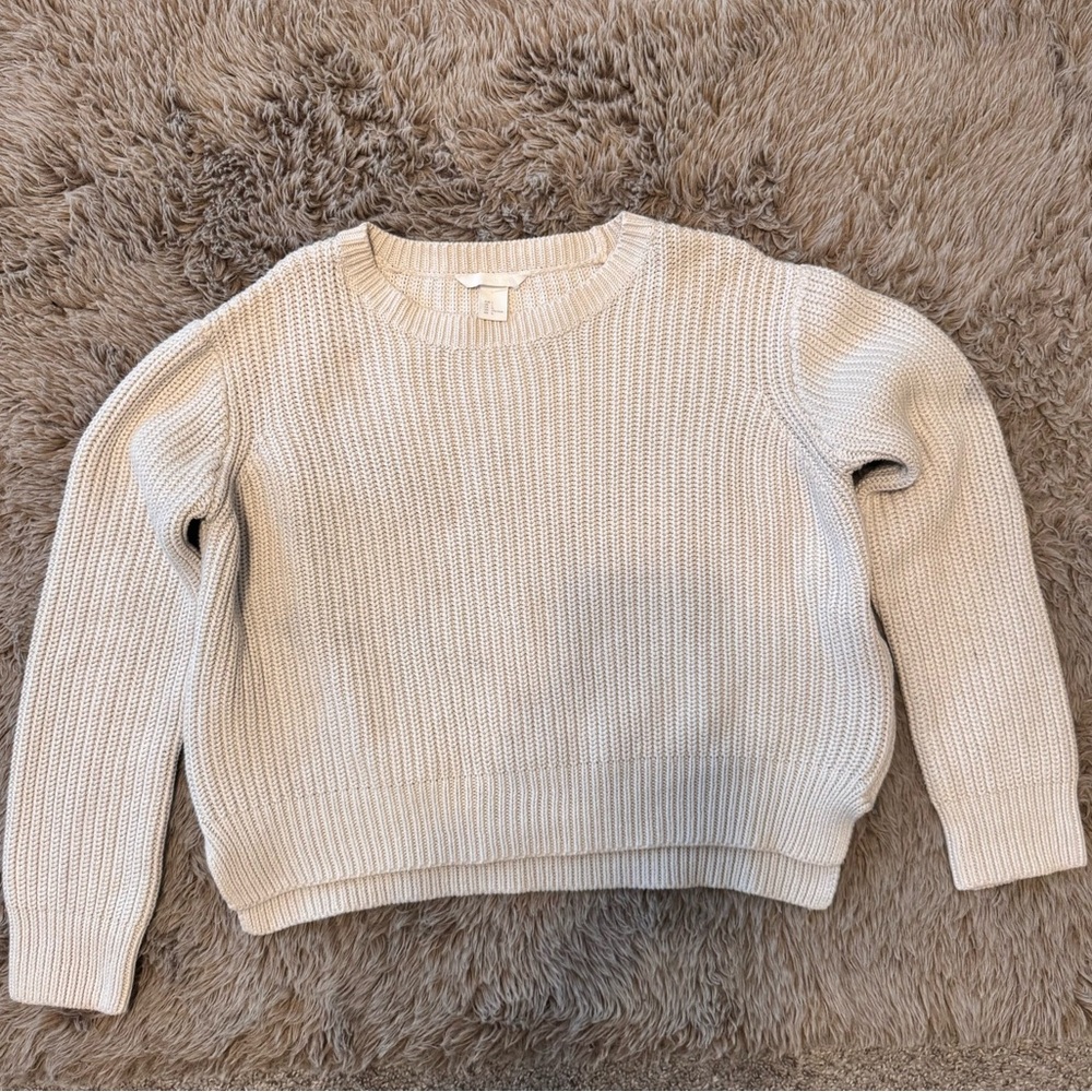 H&M Bone White Sweater w/ Side Zippers (Large)